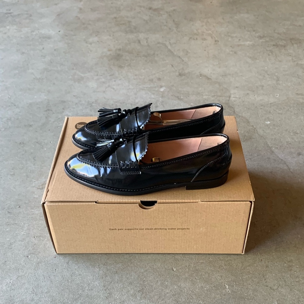 J. Crew Glossy Black Tassel Loafers